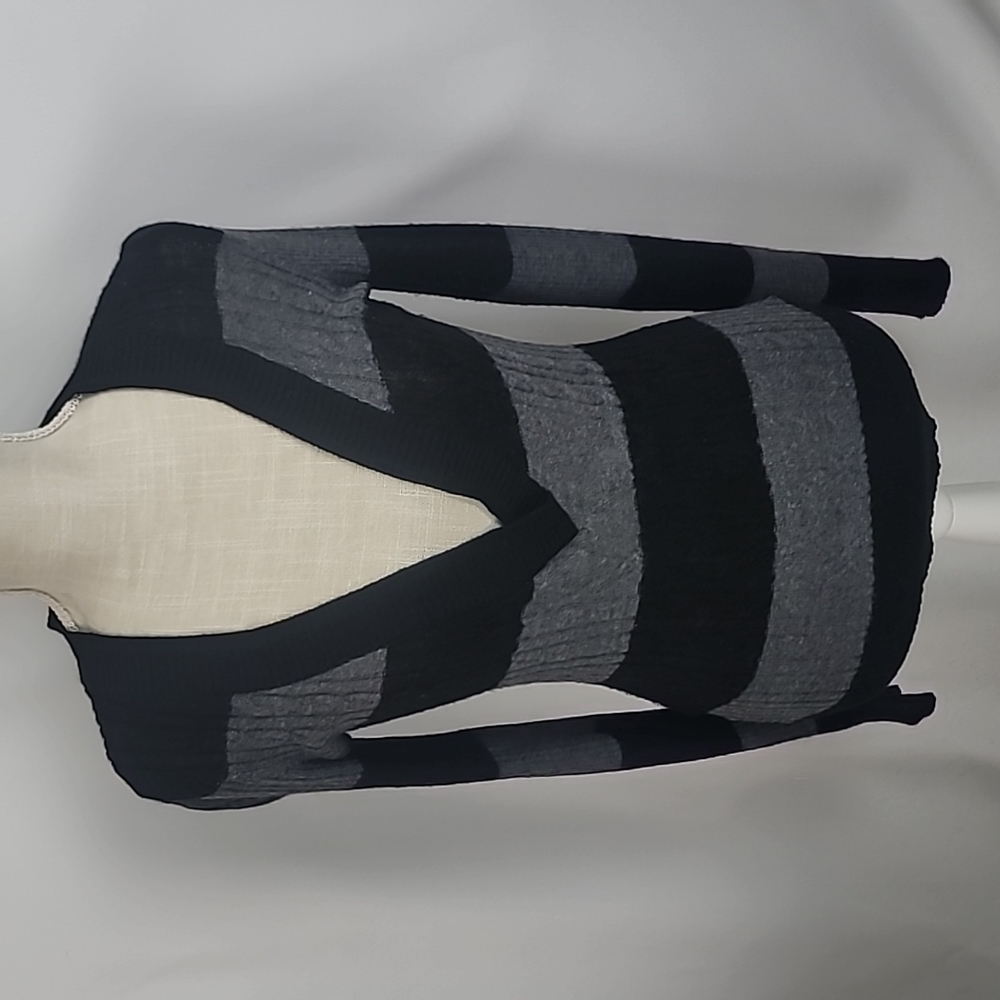 Black & Grey Striped Long Sleeve The Limited Sweater M
